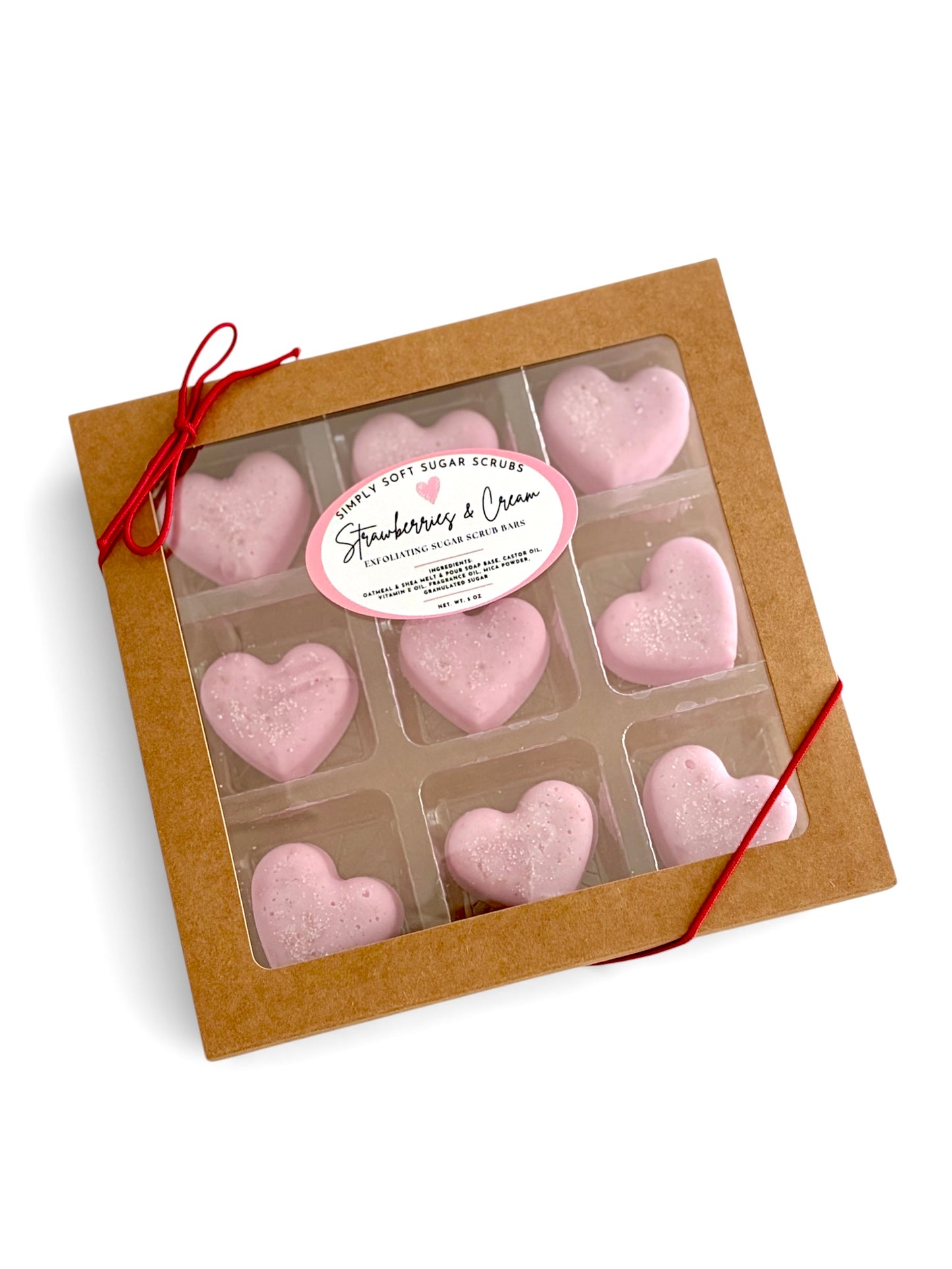Strawberries & Cream Heart Sugar Scrub Bars